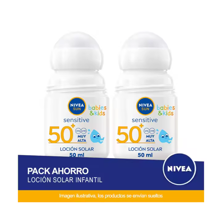 NIVEA SUN FP 50+ Roll on Niños Sensitive - Protección muy alta - Pack ahorro de 2 unidades - 1