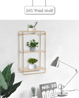 Estante de pared de madera maciza de 3 capas, estante de partición de hierro para pared del hogar, estante de almacenamiento creativo 40×23×12CM - details 0