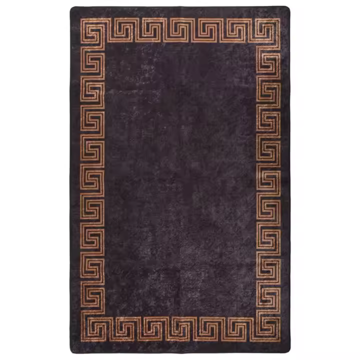 vidaXL Alfombra lavable antideslizante negro y dorado 80x150 cm - 1