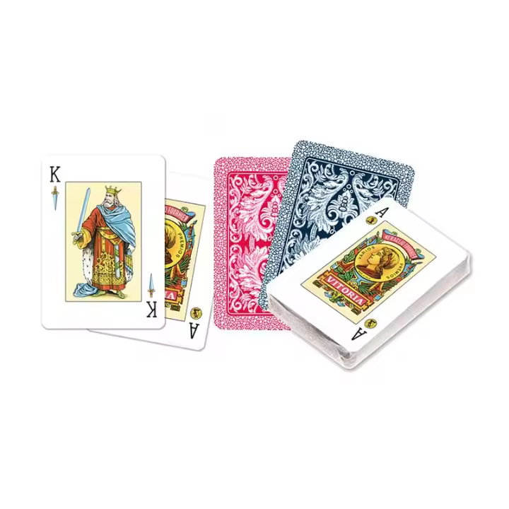 Fournier Pack 2 baraja poker español de 55 cartas Total 110 cartas Juego mesa Jugar Rabino Ramundino Canasta Remigio Familia Adultos Camping Piscina Playa En celofán Reverso rojo o azul Calidad media Casino Divertido Diversión 3 monos o jokers Bufón - 1