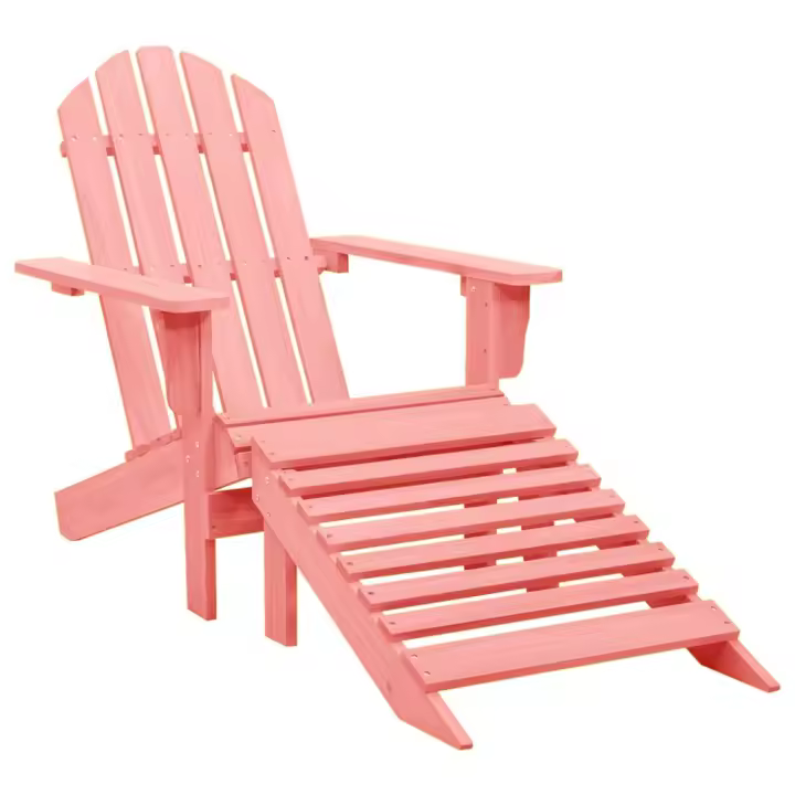 vidaXL Silla jardín Adirondack con otomana madera maciza de abeto rosa - 1