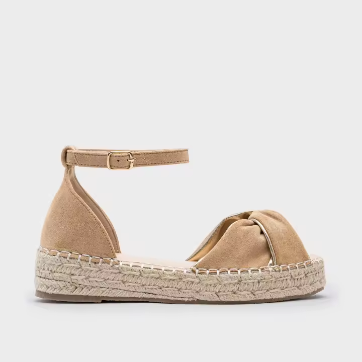Sandalias de Esparto con Lazo y Correa al Tobillo, Alpargatas Planas Mujer, Conjunto Primavera Verano para mujer - 1