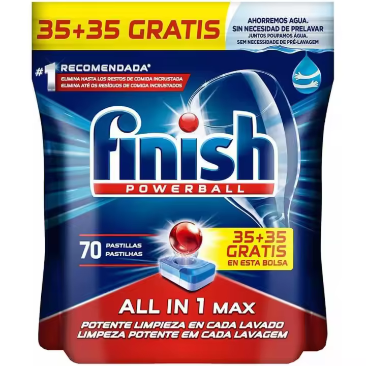 FINISH Todo en 1 - 70 Unidades: 35+ 35 - Fisnih All in One- Lavavajillas en Pastillas Finish. - 1