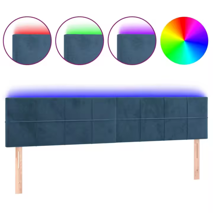 vidaXL Cabecero con LED de terciopelo marrón oscuro 160x5x78/88 cm - 1