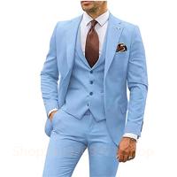 Traje De Boda Para Hombre Nueva Luz Gris 3 Piezas Conjunto De Traje Formal Vestido De Negocios Con Chaleco Y Pantalones - details 2