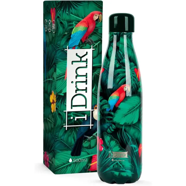 BOTELLA TERMICA I-DRINK TROPICAL BIRDS 500 ML ACERO INOXIDABLE - SIN BPA I-TOTAL - 1