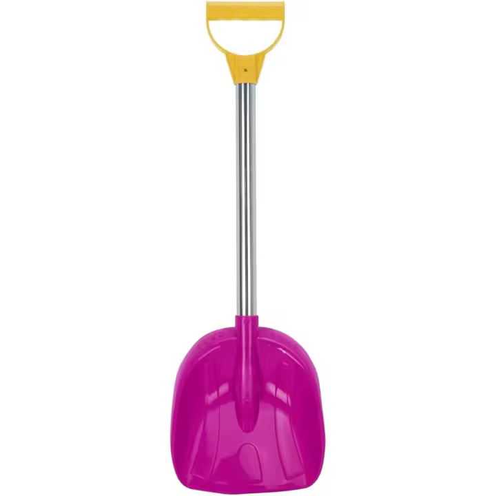 Pala de nieve para niños con mango de acero inoxidable, tamaño infantil, pala duradera para nieve, agarre cómodo en forma de D, mango de metal resistente, pala de plástico de 23 pulgadas para cavar arena, jugar en la playa, pala de nieve para jardín - 1