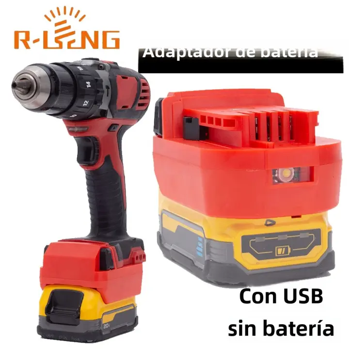 Adaptador De Conversor De Batería DeWalt 18V Li-ion Para Herramientas Inalámbricas Milwaukee Serie 18V Con LED Y USB (Sin Batería) Accesorio Eléctrico Para DIY - 1