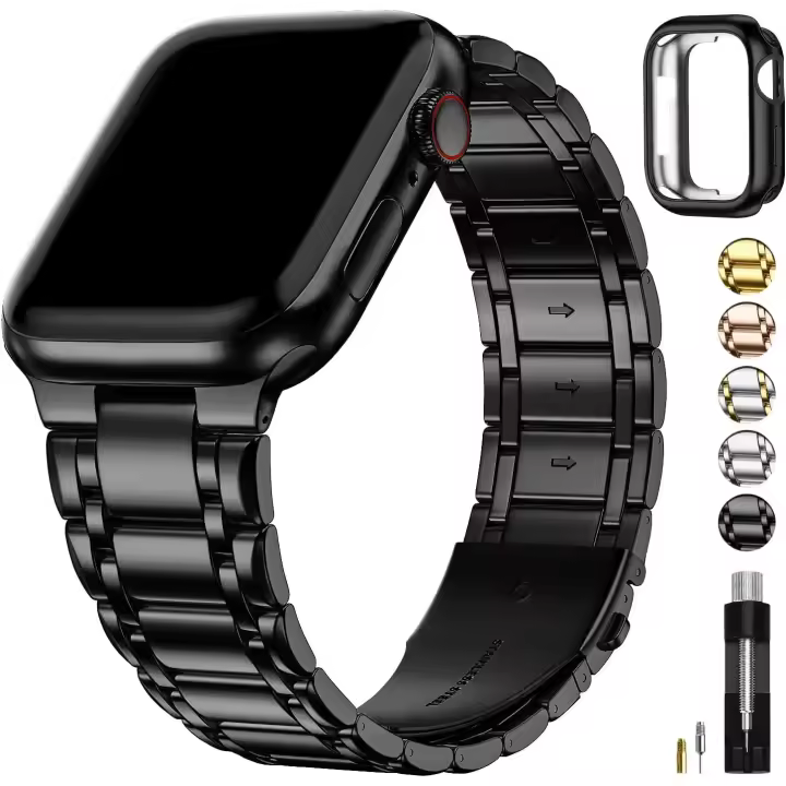 Compatible con Correas de Apple Watch de 45mm, 44 mm Y 42mm, Correas de reposición para iWatch de Maple inoxidable con Funda Protectora de TPU para Series 9, 8, 7, 6, 5, 4, 3, 2, 1 SE - 1