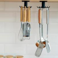 Soporte giratorio para utensilios de cocina 360, soporte para utensilios de cocina de 2 UDS Con 6 Ganchos, estante de almacenamiento sin perforación - details 1