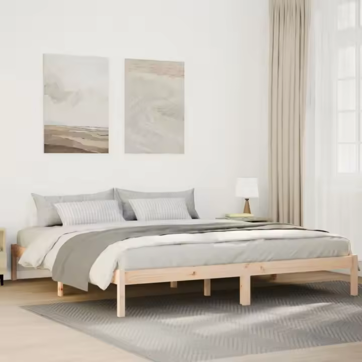 vidaXL Cama extralarga sin colchón madera maciza de pino 200x220 cm - 1