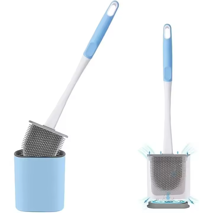 Escobilla de Inodoro Azul, Escobilla de Inodoro de Silicona con Soporte Escobilla de Inodoro de Secado Rápido Escobilla de Inodoro de Silicona Escobilla de Inodoro Colgante para Baño e Inodoro Azul - 1