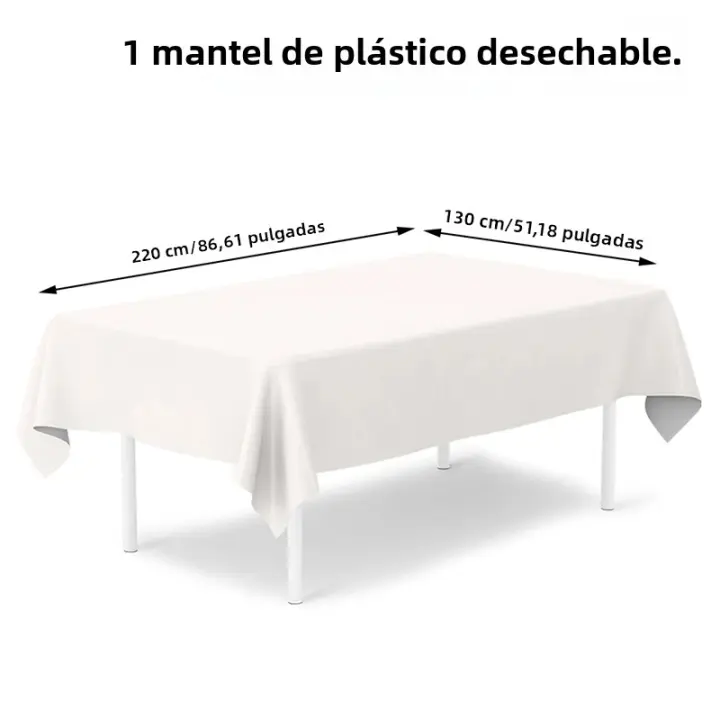 Mantel Plástico Blanco 220x130cm Para BBQ Y Fiestas Disponibles Para Uso Sólo Una Vez Estilo Sencillo Adecuado Para Comedor Y Bodas - 1