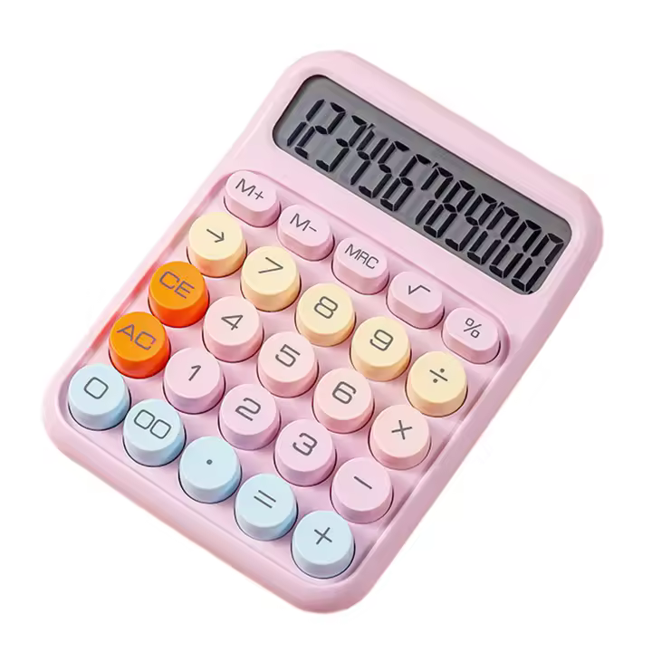 Calculadora Mecánica Con Pantalla LCD De 12 Dígitos Botones Grandes Y Redondos Calculadora Dulce Colorida Para Oficina Escuela Y Hogar - 1