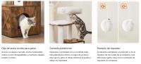 Feandrea Árbol para Gatos con Arenero Oculto, Rascador Moderno 2 en 1, Casa con Palos y Pompones Movibles, Gris/Marrón Rústico - details 3