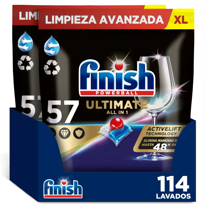 Finish - Finish Powerball Ultimate All in 1 Pastillas para el Lavavajillas, 114 Pastillas - 1