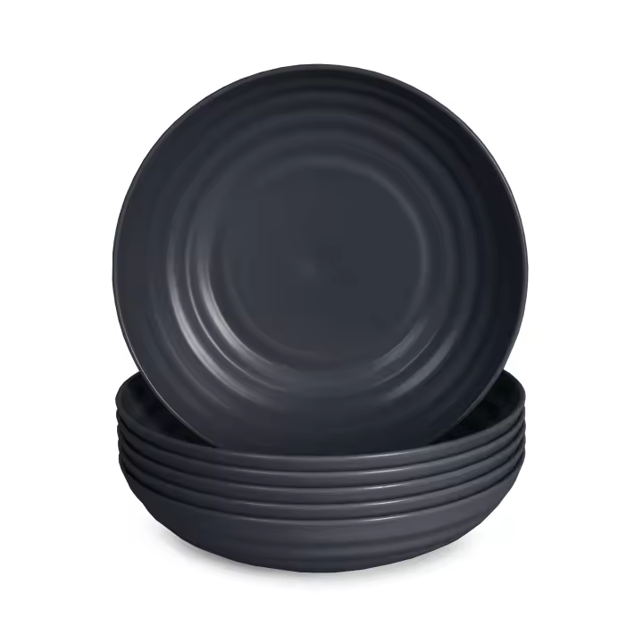Plastic Forte - Juego de 6 Platos Classic Semi Hondos 19 cm Reutilizables. Ideal Fiestas. Grafito - 1