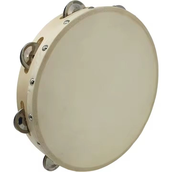 Rockstar Music TH1008T Pandereta de Mano en Madera Color Natural , con Parche 8 Sonajas, (10") 25cm - 1