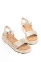 Lyla Wang Sandalias doradas mujer de esparto diseño con doble tira - details 3