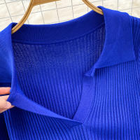 Vestido Largo A-Line Elegante De Cintura Alta Con Escote En V Para Mujer REALEFT Knitted Wrap Vestido De Poliéster Otoño Invierno - details 13