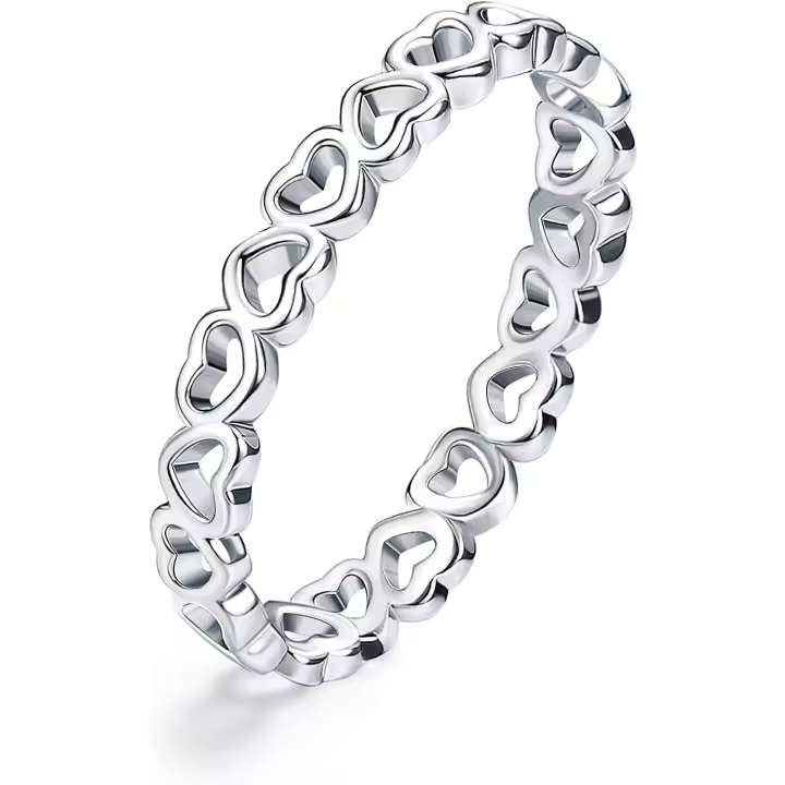 Anillos Mujer Plata de Ley 925 with Corazón Anillo para Mujer Fidget Anillo Promesa Compromiso Declaración de Boda Anillos - 1