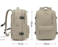 Carry-on travel backpack 43x30x20 waterproof, with shoe compartment and USB port, large capacity lightweight multifunctional luggage backpack - details 1