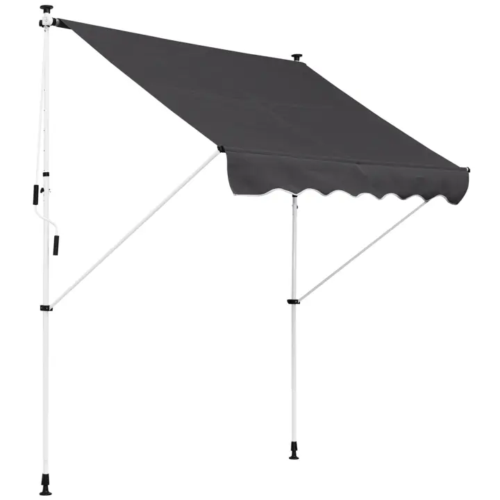 Outsunny Toldo Manual Retráctil 200x150 cm con Manivela de Aluminio Ángulo Ajustable Protección Solar para Terraza Balcón Jardín Patio - 1
