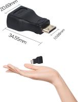 FGNS. Adaptador HDMI A Hembra a Mini HDMI Macho, Conector HDMI Hembra a Mini HDMI Macho 1080P Full HD 4K/3D para cámara, tableta, tarjeta de video. Color Negro - details 2