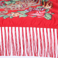 Bufanda De Lujo Para Mujer Con Floral Shawl Vintage Con Borlas Cálido Foulard Bandana Estilo Casual Tamaño Grande Para Otoño E Invierno - details 0