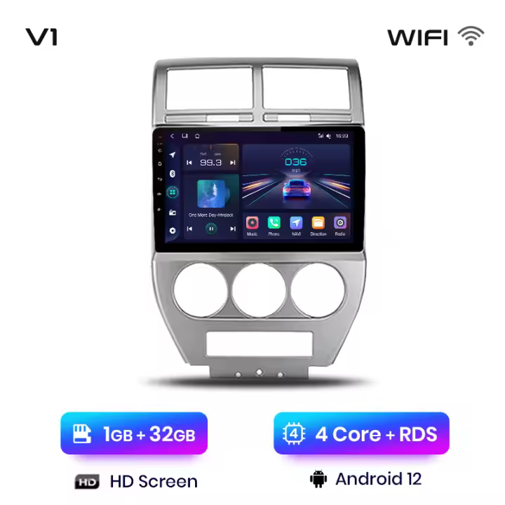 Junsun Android 13 Radio Coche para Jeep Compass 2007-2009 Inalámbrico CarPlay Android Auto AI Voice 2 din Pantalla Coche Android Auto Multimedia Navegación GPS Auto radio - 1