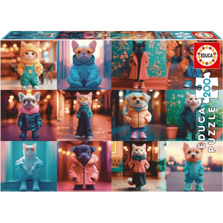 Educa Puzzle 200 piezas  Animales de Moda Medidas: 40 x 28 cm Educa 20219 - 1