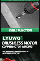 LYUWO Destornillador Eléctrico Recargable Multifuncional Herramienta Doméstica Con Torque Alto Motor Brushless Herramienta De Impacto Para Comercial Manufactura - details 5