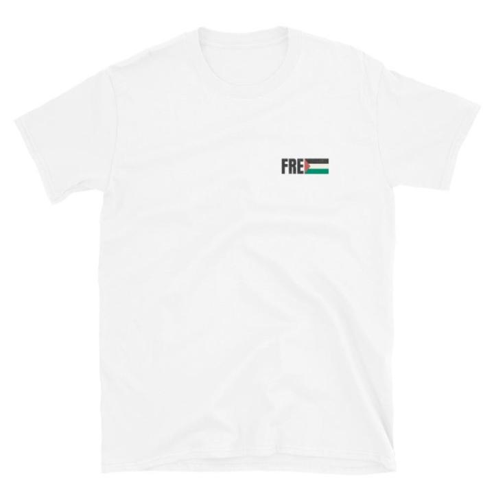 Camiseta Palestina Hojas Kufiya Algodón , Manga Corta , sin costuras laterales