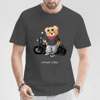 Camiseta De Algodón 100% Para Hombres Estampada De Caballero Callejero Y Oso Casual Manga Corta Verano Tallas S a 5XL - details 5