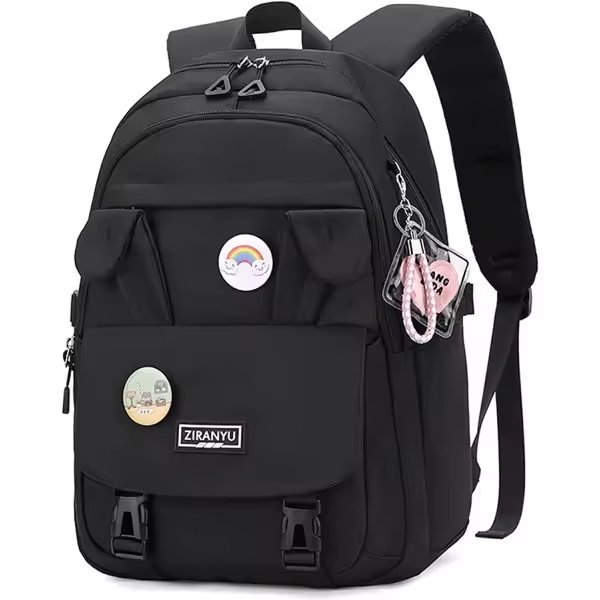 School bag for girls, backpack women waterproof (black) - 1