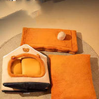Casa De Mascotas Universal Para Gatos Y Perros Pequeños Cama De Mascota Desmontable Y Lavable Suministros De Ropa Para Mascotas De Cuero Y Tela Adecuada Para Todas Las Estaciones - details 1