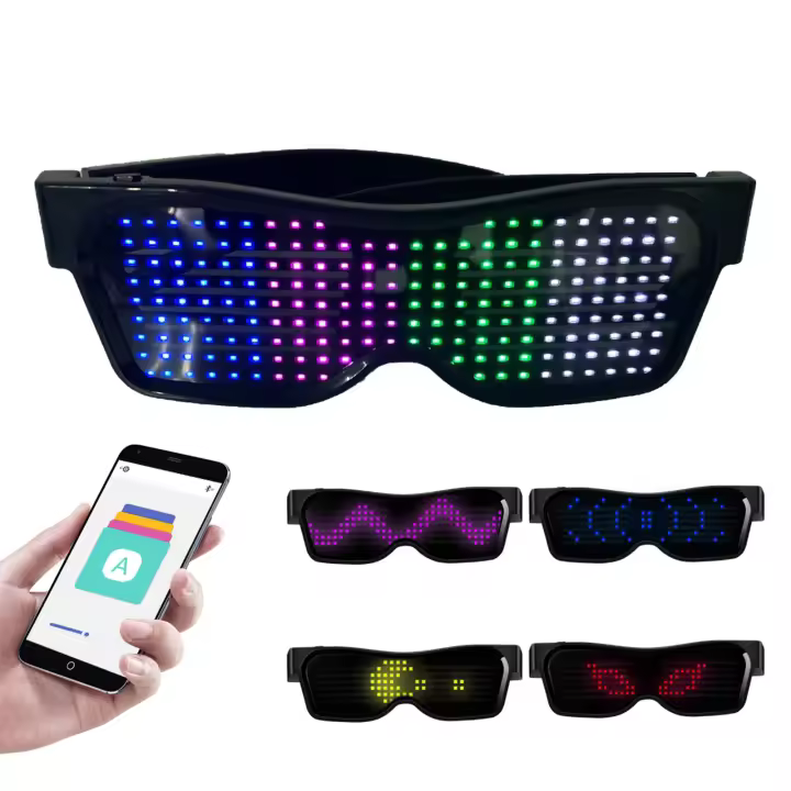 Gafas LED Personalizables BT Con Luz Colorida Para Fiesta Rave Music Festival Halloween Gafas De Luz DIY Mensaje Glow Toy - 1