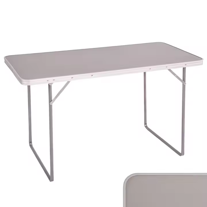 Gerimport Mesa plegable hierro madera gris/blanco 120 x 60 x 70 cm mobilario exterior - 1