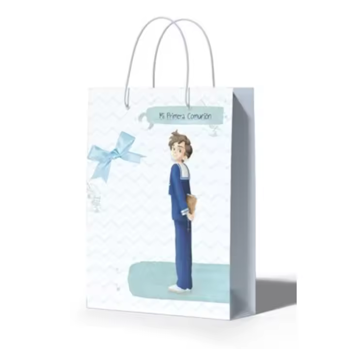 12 Bolsa de Regalo Orla Primera Comunión niño - Diseño Exclusivo y Elegante Ideal para Entregar Regalos a Invitados de Forma Origina Paquete de 12 Unidades  Marca Arguval - Alta Calidad y Prestancia Única  un detalle que  que distingue , - 1