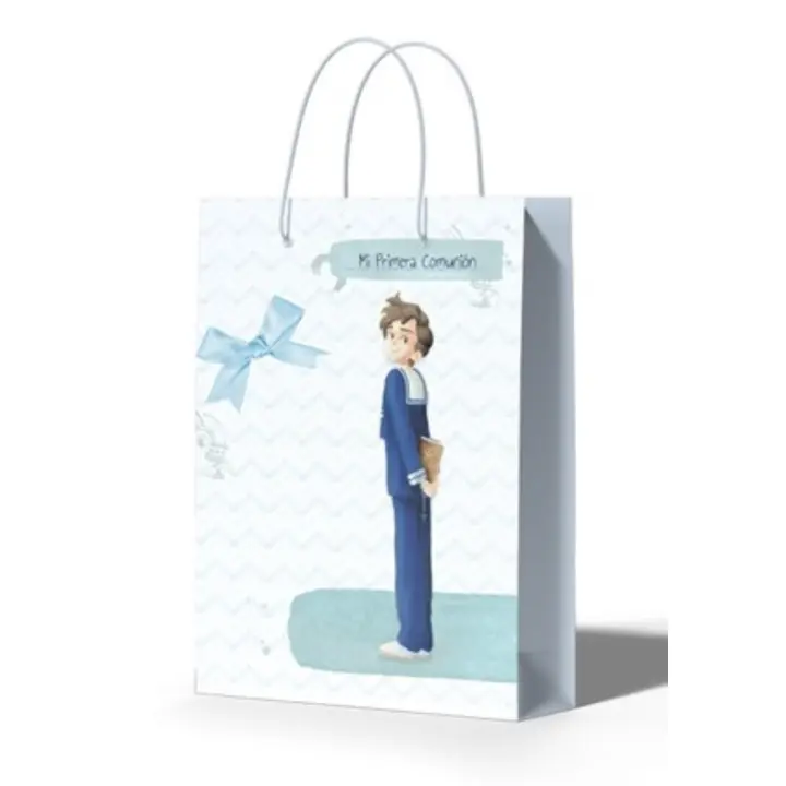 12 Bolsa de Regalo Orla Primera Comunión niño - Diseño Exclusivo y Elegante Ideal para Entregar Regalos a Invitados de Forma Origina Paquete de 12 Unidades  Marca Arguval - Alta Calidad y Prestancia Única  un detalle que  que distingue , - 1