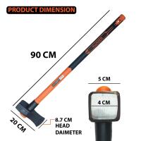 Carretcar Europea Maza Cuña Mango Fibra 3 Kg | Alta Resistencia Al Impacto - Cabeza de Acero al Carbono Forjado, Alta Resistencia al Impacto para Corte de Maderas Gruesas y Duras - details 1