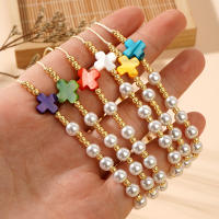 Pulsera De Perlas Imitación Y Cremallera De Moda Verano Para Mujer Con Plata De 18K Y Hebillas De Concha Colorida Regalo Ideal - details 0