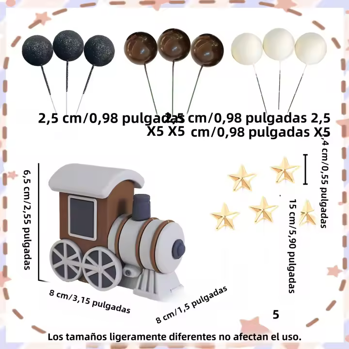Topper De Tren Vintage Rojo Y Azul Para Decoración De Pasteles LaVenty Diseño De Coche Y Estrella Para Cumpleaños Y Fiestas - 1