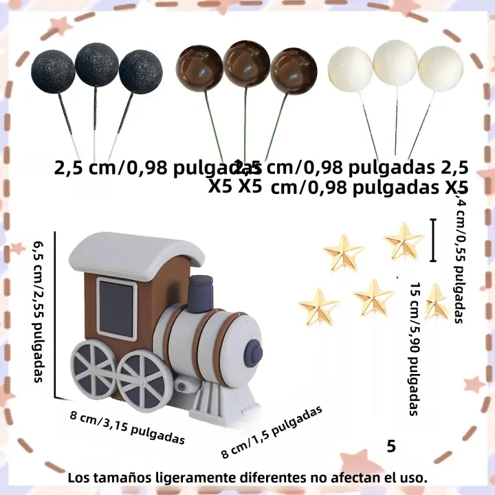 Topper De Tren Vintage Rojo Y Azul Para Decoración De Pasteles LaVenty Diseño De Coche Y Estrella Para Cumpleaños Y Fiestas - 1