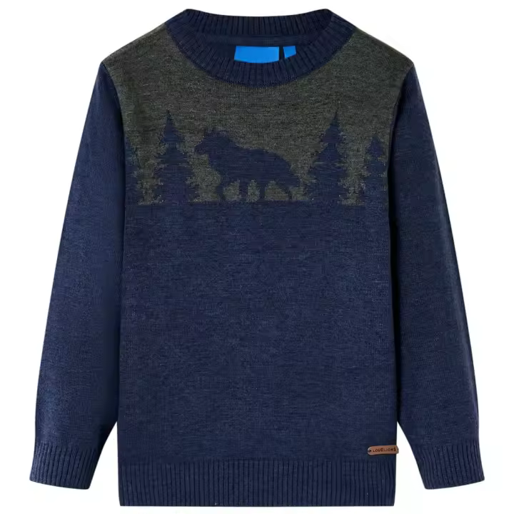 Jersey de punto infantil azul marino 104 en tamaño 104 (3-4 años)/128 (7-8 años)/92 (1,5 - 2 años) y más - 1