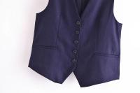 Traza Ropa Casual Mujer Conjunto De Verano Vintage 2 Piezas Chaleco Con Botones Y Shorts De Cintura Alta Pierna Larga Sin Mangas V-Neck - details 6