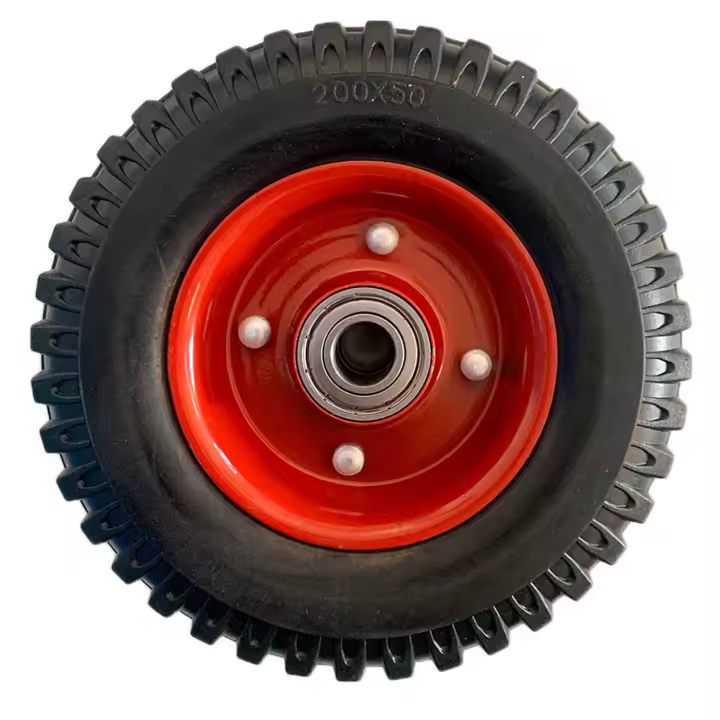 Rueda maciza de carretilla 200 mm, carga máxima 210 kg. Rueda de goma de repuesto a prueba de pinchazos, impinchable con llanta metálica, carretilla de obra o jardinería - 1