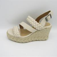 Sandalia cuña,  Mustang, beige, combinado liso y trenzado, plataforma, Mujer - details 2