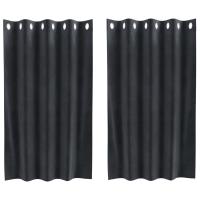 Cortinas Opacas vidaXL con Ojales 2 pcs Gris Oscuro Terciopelo - details 1