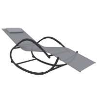 vidaXL Tumbona mecedora de acero y textileno Negro, Gris, Crema Sillas de Exterior Ideal para jardín, playa, piscina, terraza Tumbona Piscina Tumbonas Playa Tumbonas Jardín Exterior - details 2